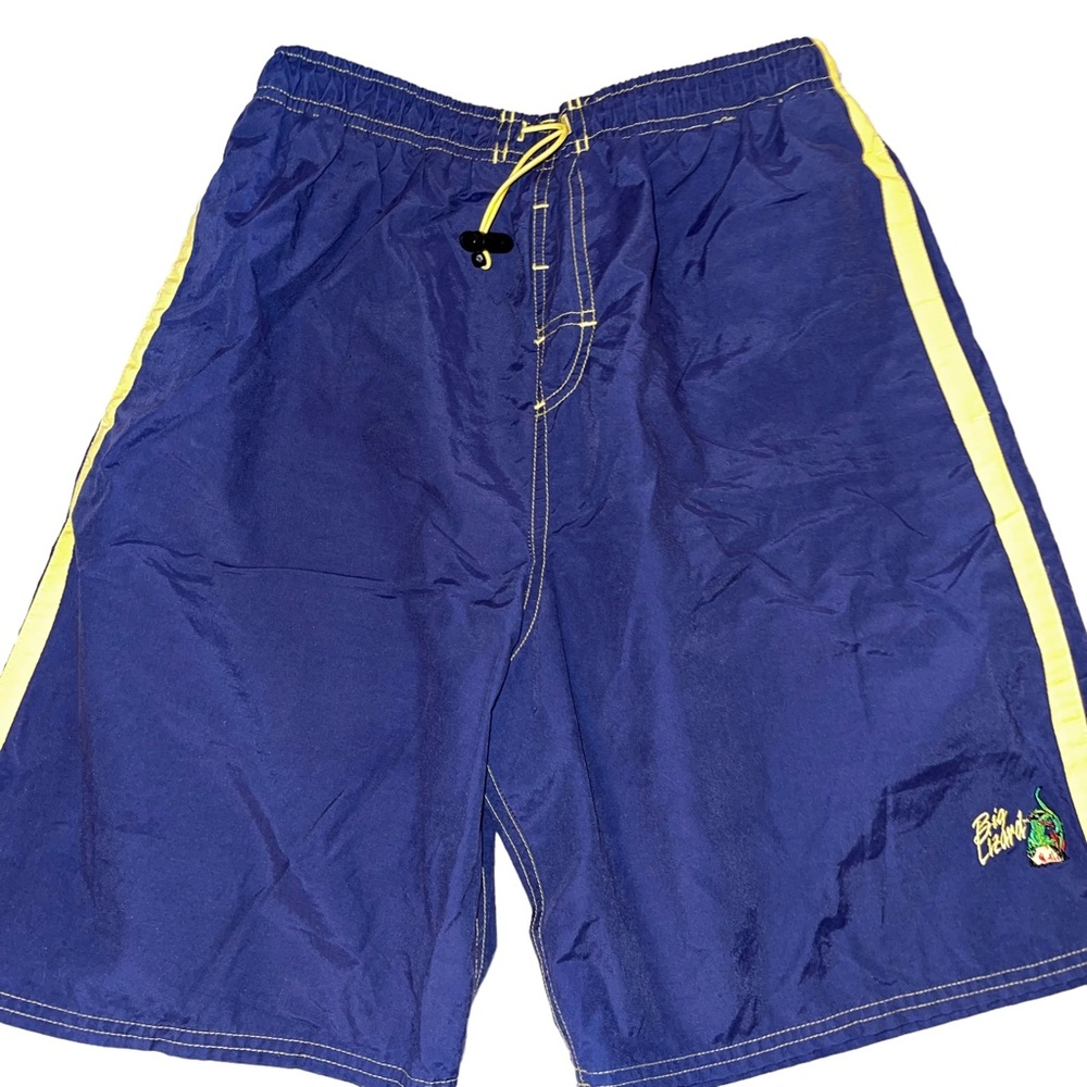 Big Lizard Men’s Swim Trunks Swim Shorts Swimwear Men’s Size Small Navy & Yellow